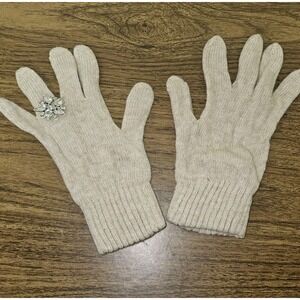 StilEstro Gloves Mittens JEWEL FLOWER RING Wool Cashmere Sand Made In Italy